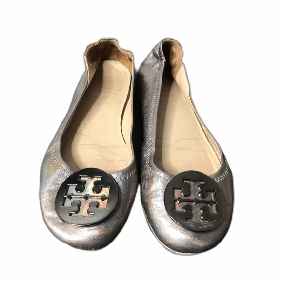 TORY BURCH Reva silver leather ballet flats - Picture 3 of 9